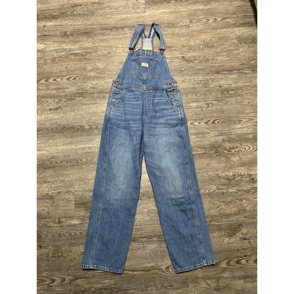 Levi's Premium Women's Denim Overalls Small Blue Wide Leg Bib Workwear